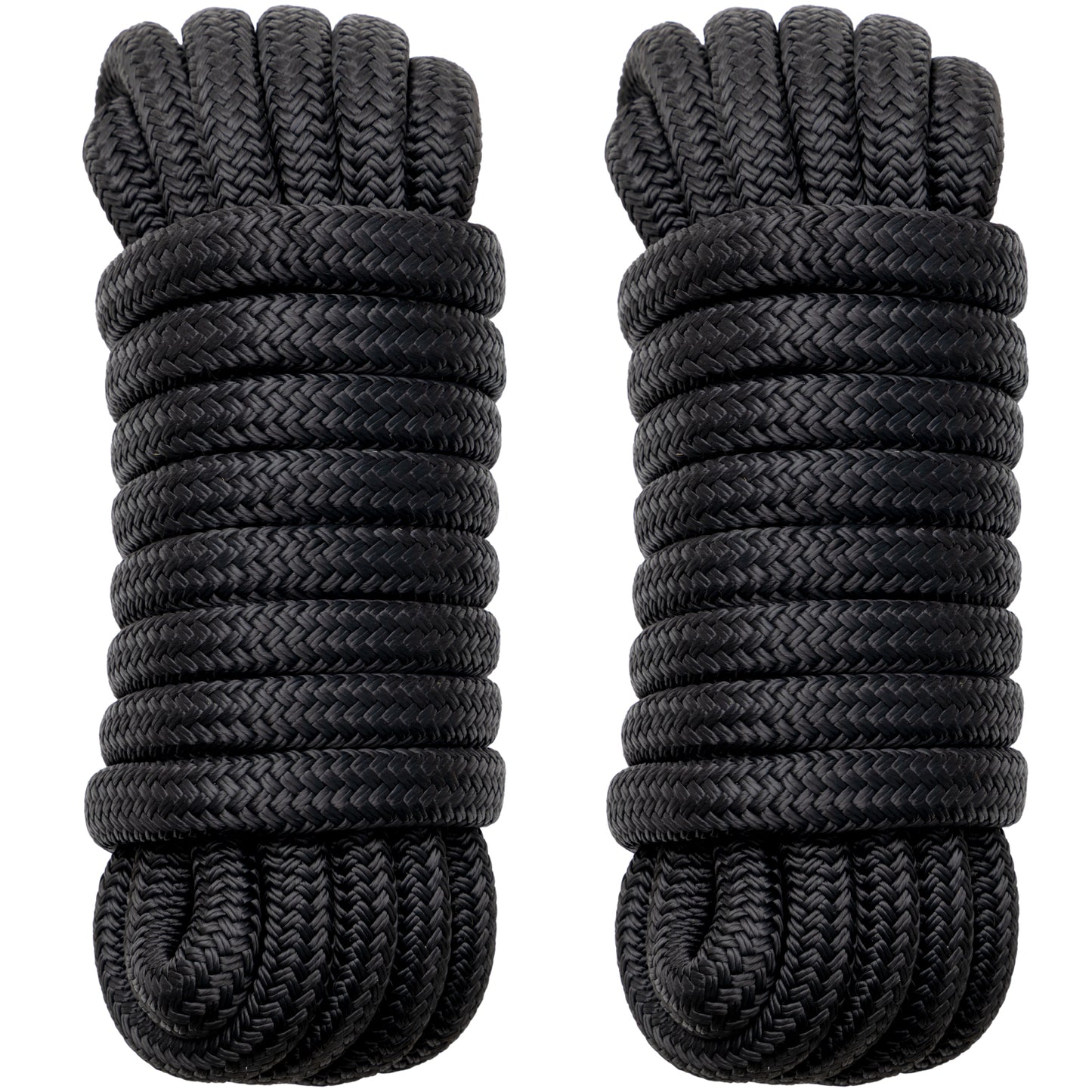 Boat Dock Lines Marine Rope - 1/2" x 15ft with Pre-Spliced 12" Loop Double Braided Nylon Ropes Bumper Tie Mooring Line for Boats Docking Pontoon Boating Accessories - 4 Pack Black