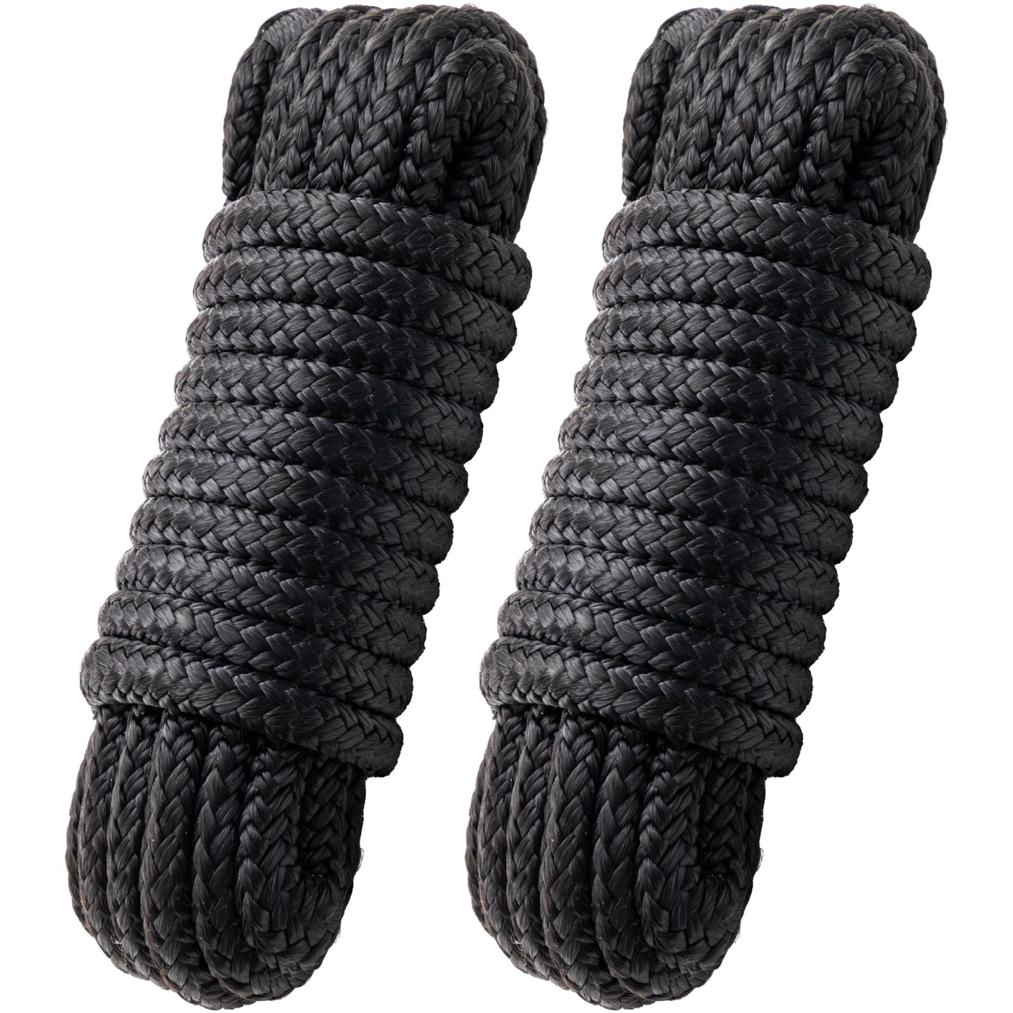 Boat Dock Lines Marine Rope - 1/2" x 15ft with Pre-Spliced 12" Loop Double Braided Nylon Ropes Bumper Tie Mooring Line for Boats Docking Pontoon Boating Accessories - 4 Pack Black