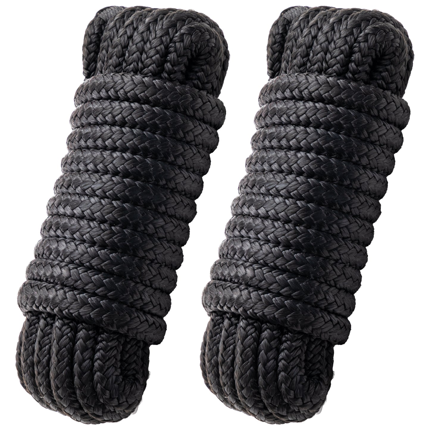 Boat Dock Lines Marine Rope - 1/2" x 15ft with Pre-Spliced 12" Loop Double Braided Nylon Ropes Bumper Tie Mooring Line for Boats Docking Pontoon Boating Accessories - 4 Pack Black