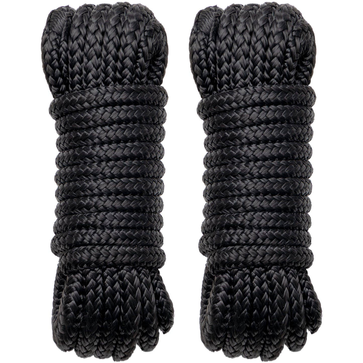 Boat Dock Lines Marine Rope - 1/2" x 15ft with Pre-Spliced 12" Loop Double Braided Nylon Ropes Bumper Tie Mooring Line for Boats Docking Pontoon Boating Accessories - 4 Pack Black