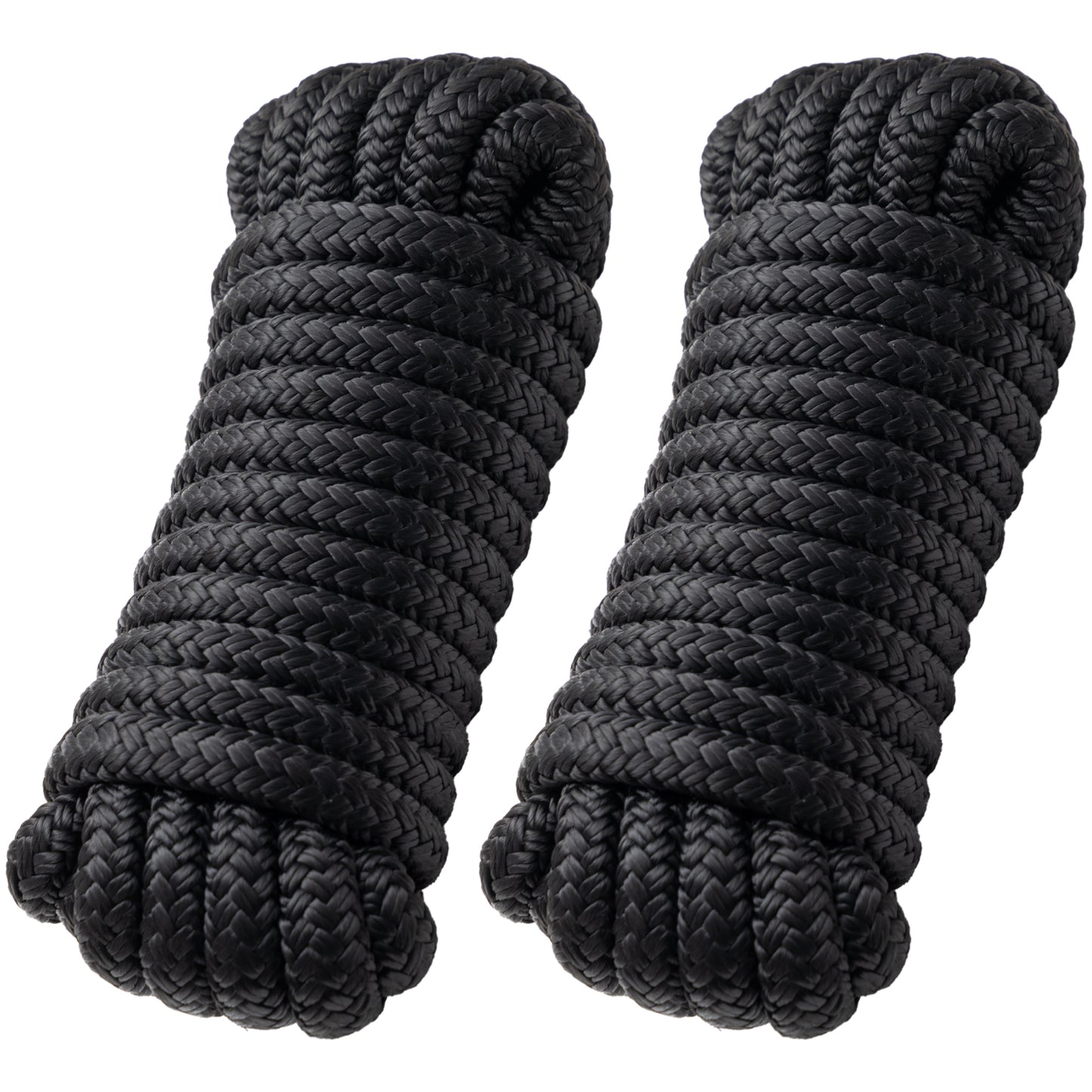 Boat Dock Lines Marine Rope - 1/2" x 15ft with Pre-Spliced 12" Loop Double Braided Nylon Ropes Bumper Tie Mooring Line for Boats Docking Pontoon Boating Accessories - 4 Pack Black