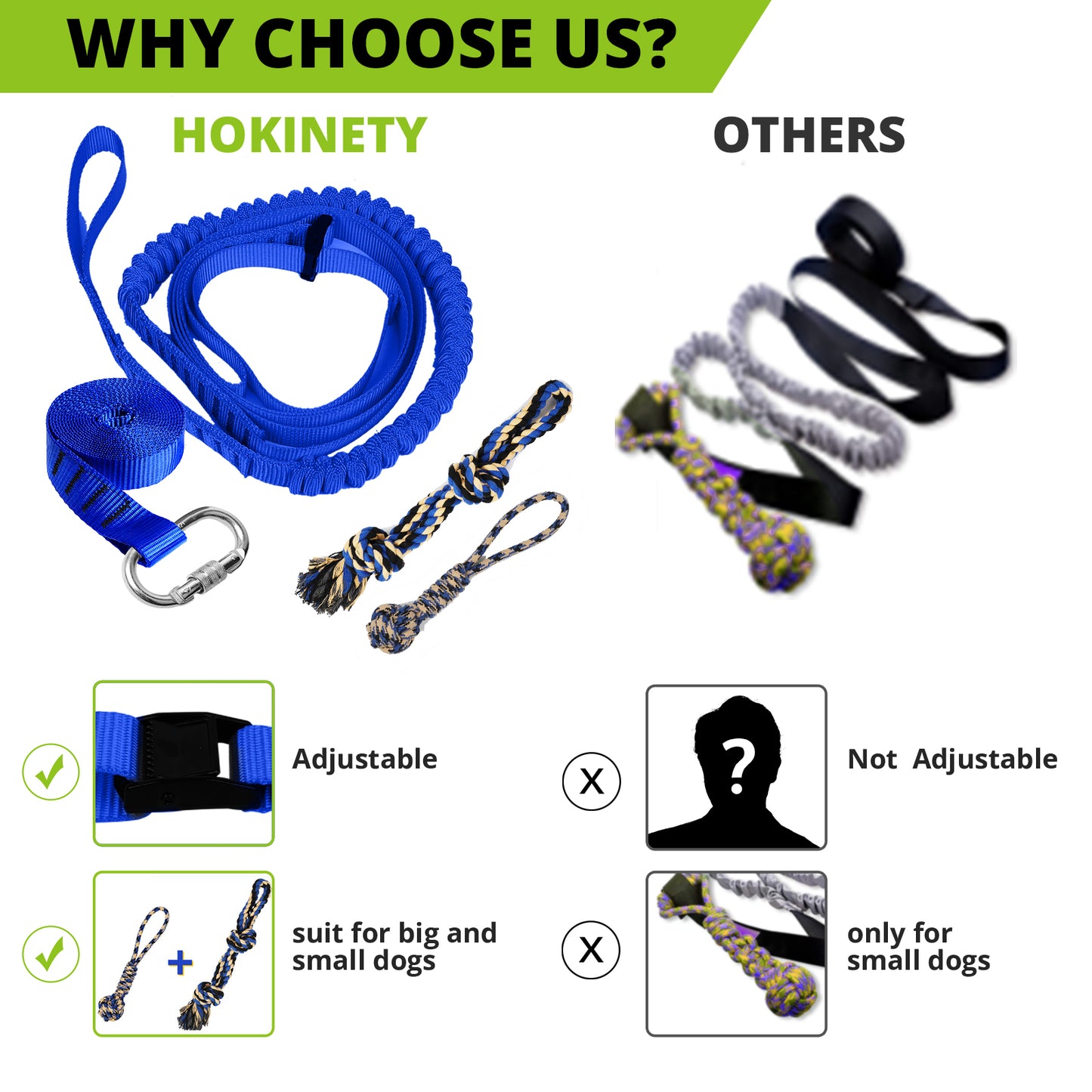 Dog Hanging Bungee Tug Toy: Interactive Tether Tug-of-War for Pitbull Small to Large Dogs to Exercise and Fun Solo Play - Durable Retractable Tugger Dog Rope Toy with 2 Chew Rope Toys