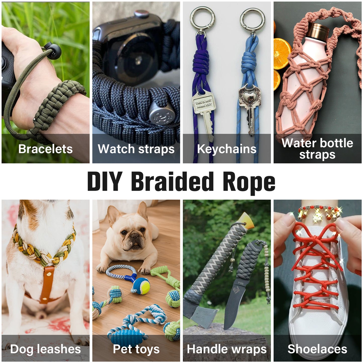Paracord Rope 550 lb - 4MM 100ft / 200ft / 500ft / 1000ft Heavy-Duty Parachute Spool para Cord Lanyard - Outdoor Gear for Tent, Camping, Clothesline, Hiking, Fishing, Survival Bracelet