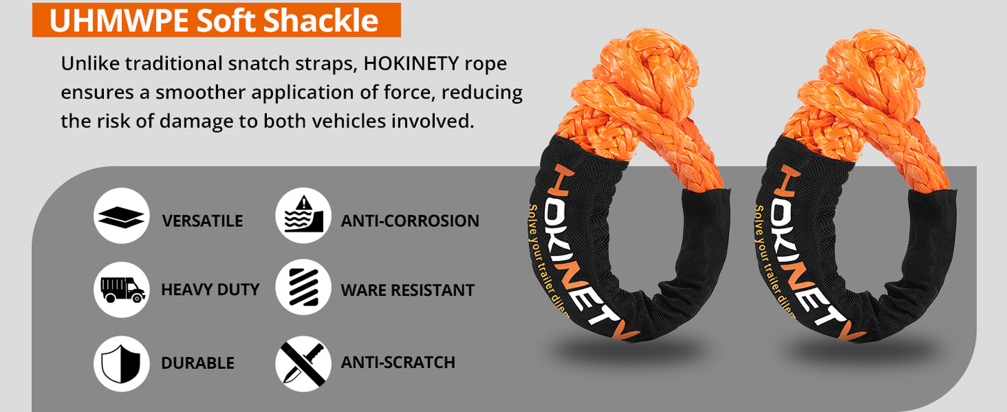 Kinetic Recovery Tow Rope: 1.26" x 30ft 55000LBS Snatch Strap with Soft Shackles Heavy Duty Offroad Towing Straps Kit for Trucks SUV UTV ATV Tractor Car Jeep - Black