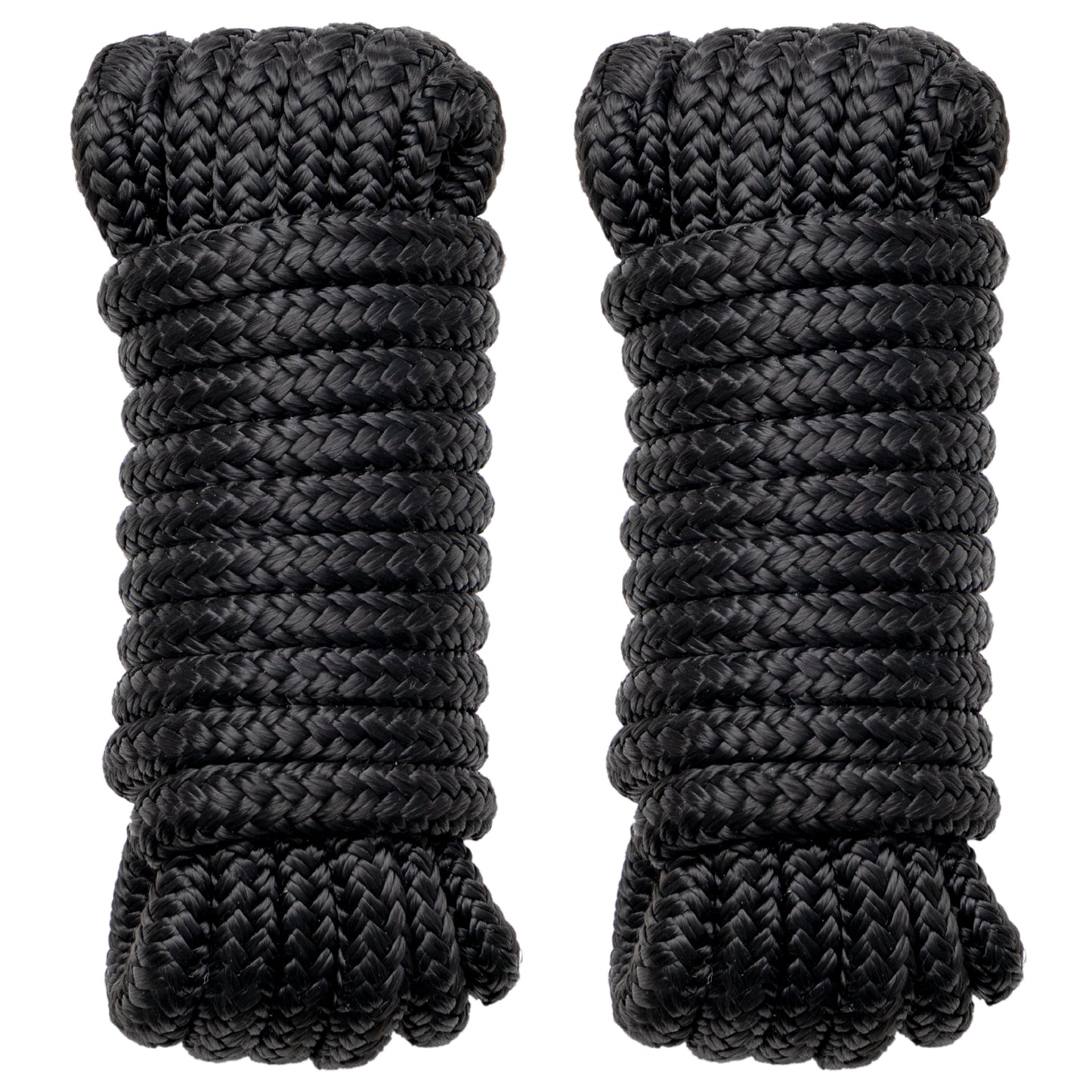 Boat Dock Lines Marine Rope - 1/2" x 15ft with Pre-Spliced 12" Loop Double Braided Nylon Ropes Bumper Tie Mooring Line for Boats Docking Pontoon Boating Accessories - 4 Pack Black
