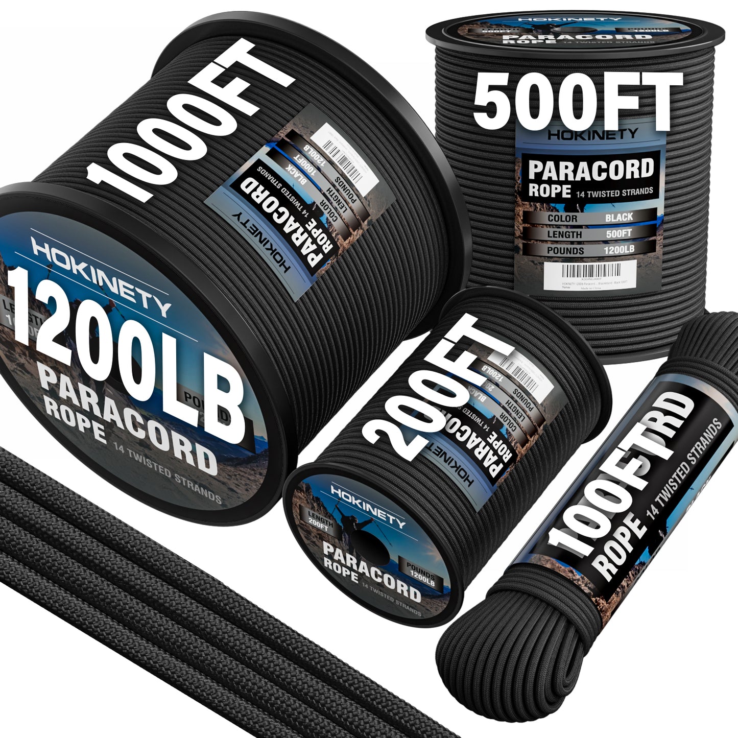 1200 Paracord Rope - 4.4mm 14 Strand Nylon Parachute Spool para Cord Lanyard for Outdoor Camping Survival Utility Tent Crafting DIY Projects Fishing Clothsline Bracelet - ArmyGreen