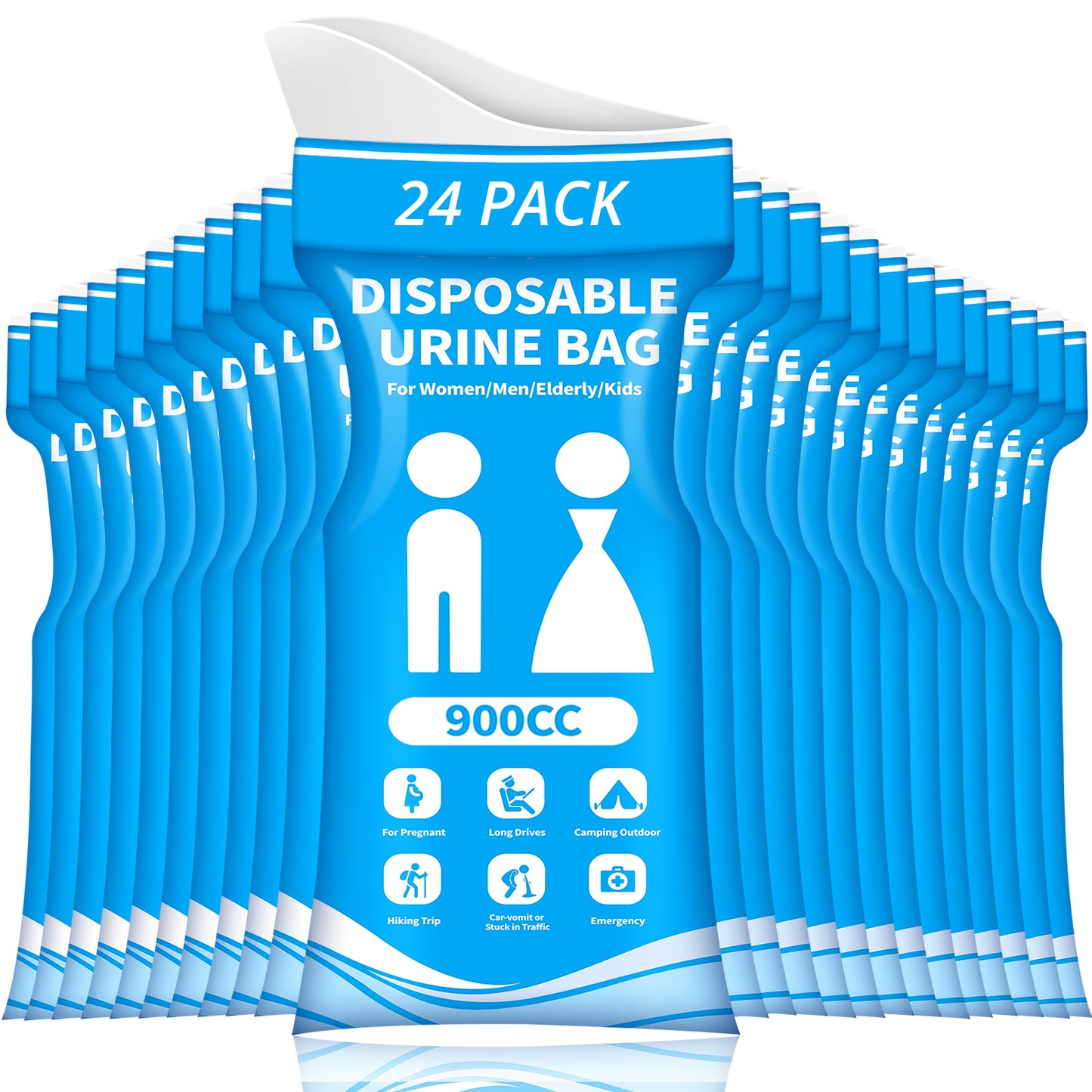 Disposable Urine Bag for Travel - 900ML Portable Pee Bags for Women Men 12 PCS Emergency Vomit Bags Unisex Urinal Toilet Bag for Car Camping, Road Trip,Traffic Jams, Pregnant, Patient, Kids