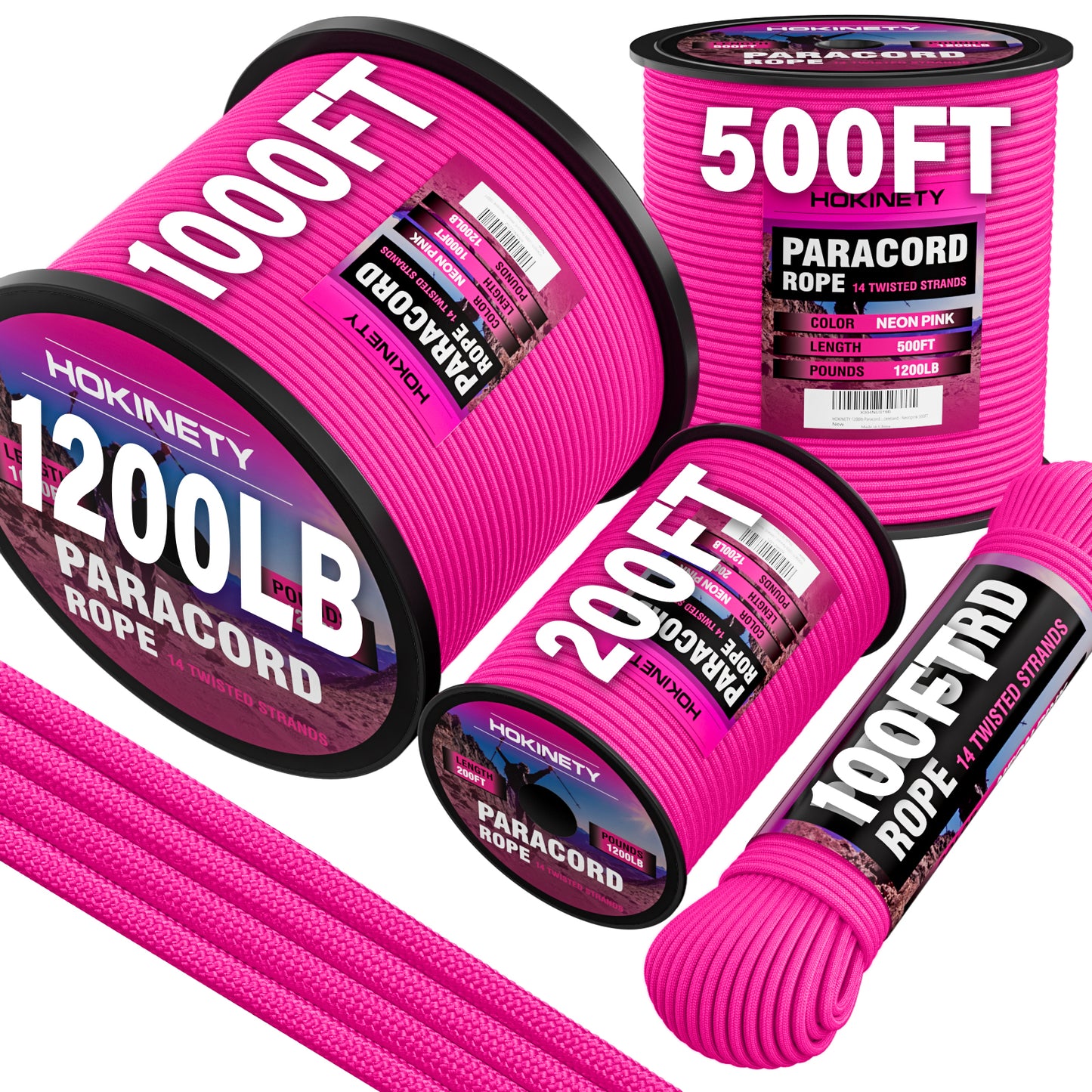 1200 Paracord Rope - 4.4mm 14 Strand Nylon Parachute Spool para Cord Lanyard for Outdoor Camping Survival Utility Tent Crafting DIY Projects Fishing Clothsline Bracelet - ArmyGreen