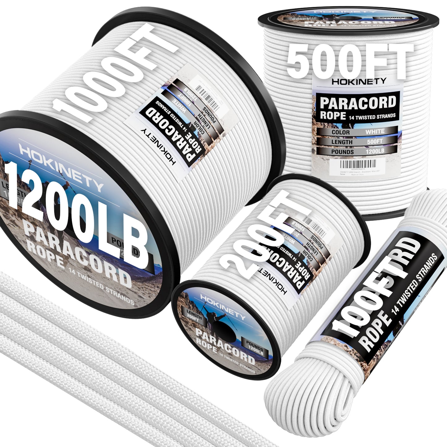 1200 Paracord Rope - 4.4mm 14 Strand Nylon Parachute Spool para Cord Lanyard for Outdoor Camping Survival Utility Tent Crafting DIY Projects Fishing Clothsline Bracelet - ArmyGreen