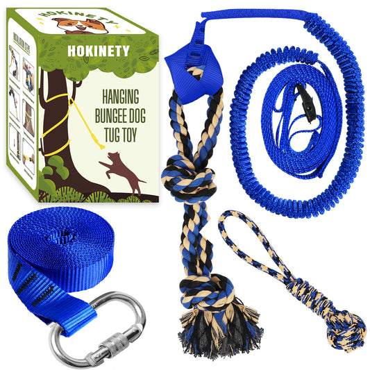 Dog Hanging Bungee Tug Toy: Interactive Tether Tug-of-War for Pitbull Small to Large Dogs to Exercise and Fun Solo Play - Durable Retractable Tugger Dog Rope Toy with 2 Chew Rope Toys