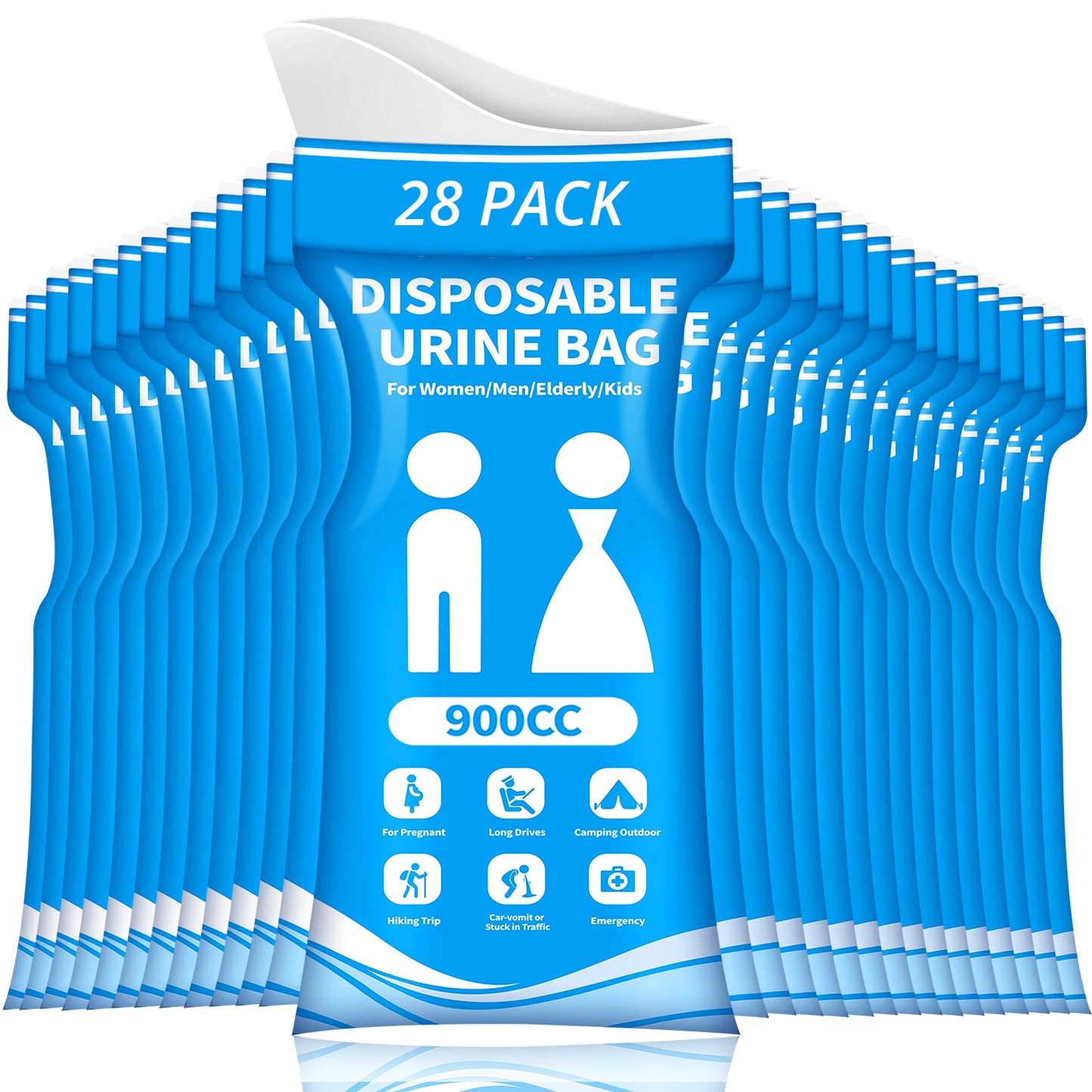 Disposable Urine Bag for Travel - 900ML Portable Pee Bags for Women Men 12 PCS Emergency Vomit Bags Unisex Urinal Toilet Bag for Car Camping, Road Trip,Traffic Jams, Pregnant, Patient, Kids