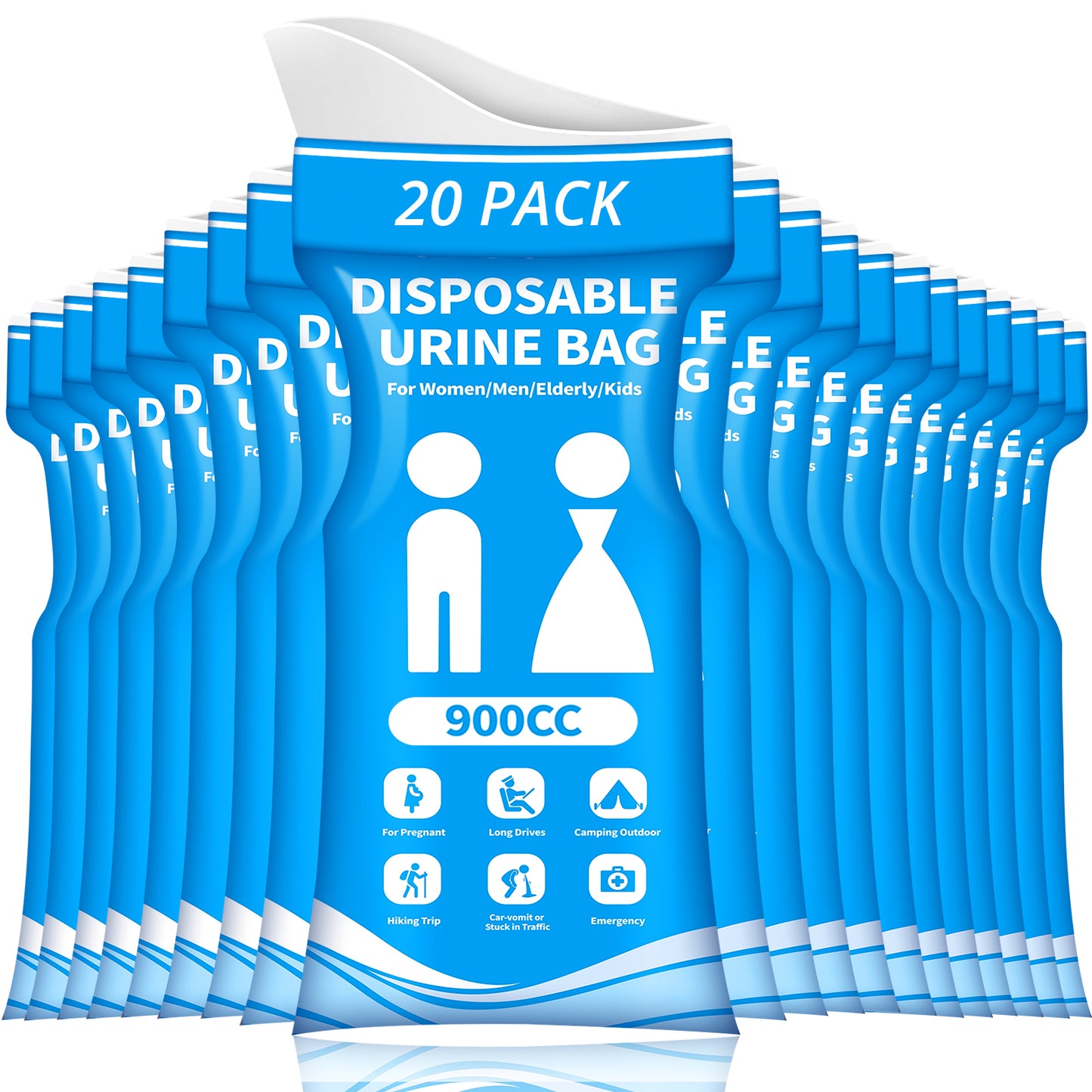 Disposable Urine Bag for Travel - 900ML Portable Pee Bags for Women Men 12 PCS Emergency Vomit Bags Unisex Urinal Toilet Bag for Car Camping, Road Trip,Traffic Jams, Pregnant, Patient, Kids