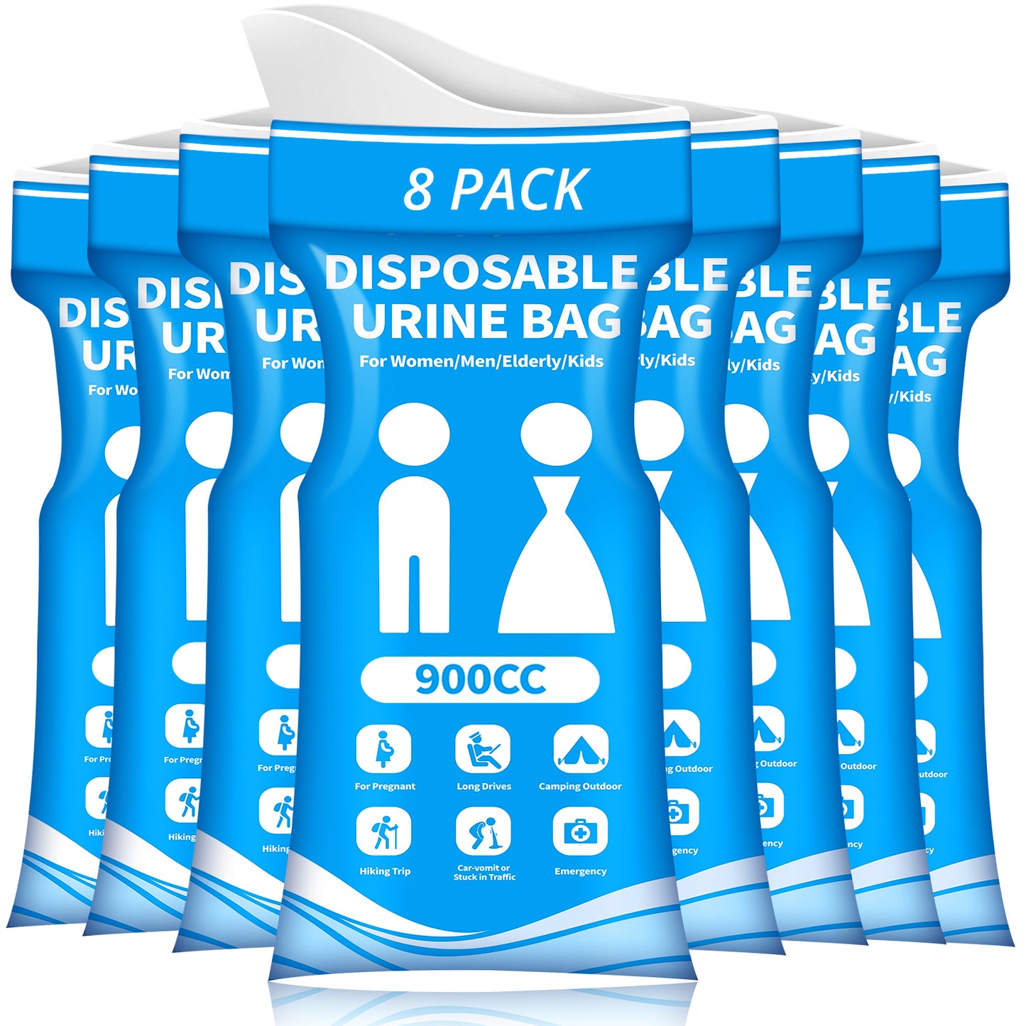 Disposable Urine Bag for Travel - 900ML Portable Pee Bags for Women Men 12 PCS Emergency Vomit Bags Unisex Urinal Toilet Bag for Car Camping, Road Trip,Traffic Jams, Pregnant, Patient, Kids