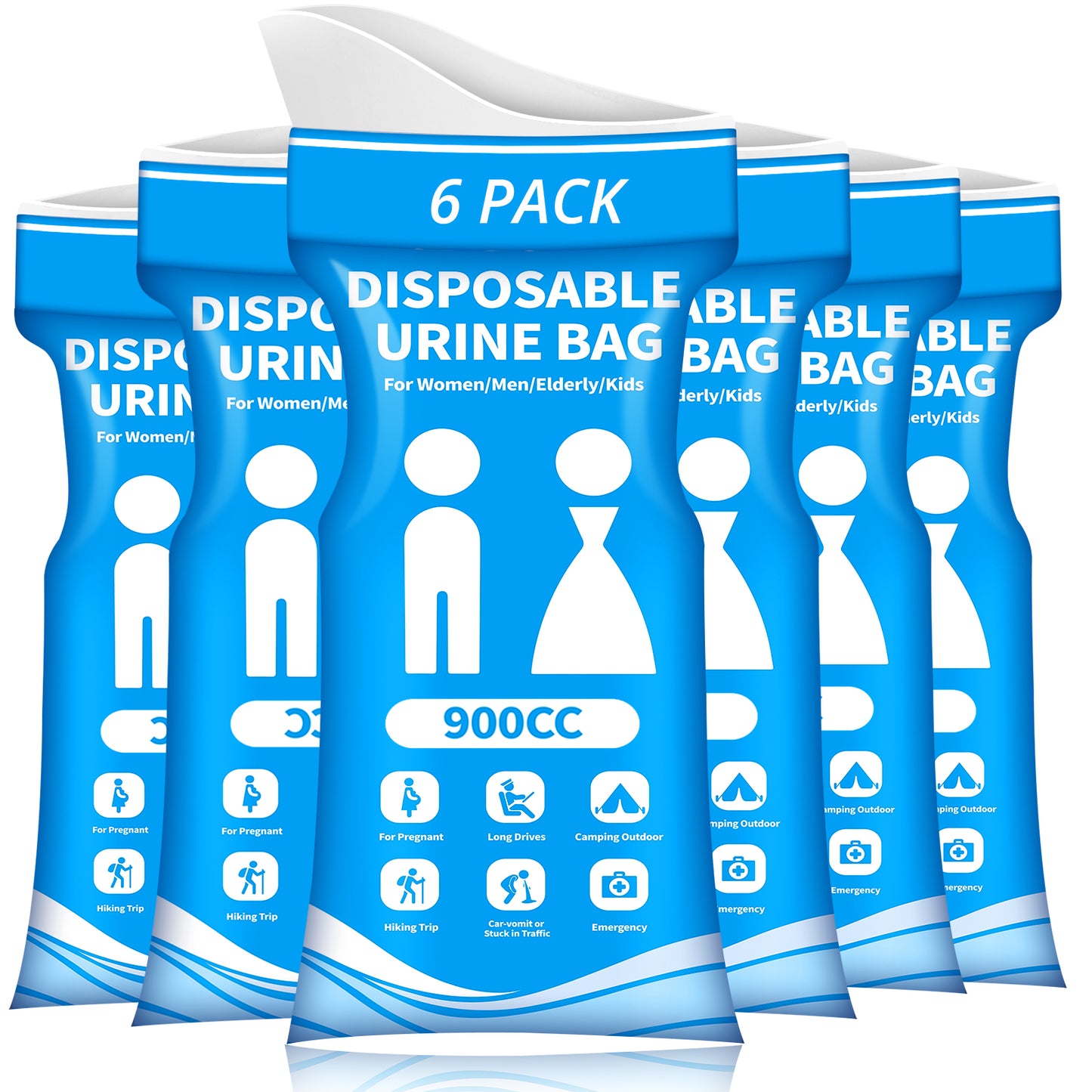 Disposable Urine Bag for Travel - 900ML Portable Pee Bags for Women Men 12 PCS Emergency Vomit Bags Unisex Urinal Toilet Bag for Car Camping, Road Trip,Traffic Jams, Pregnant, Patient, Kids