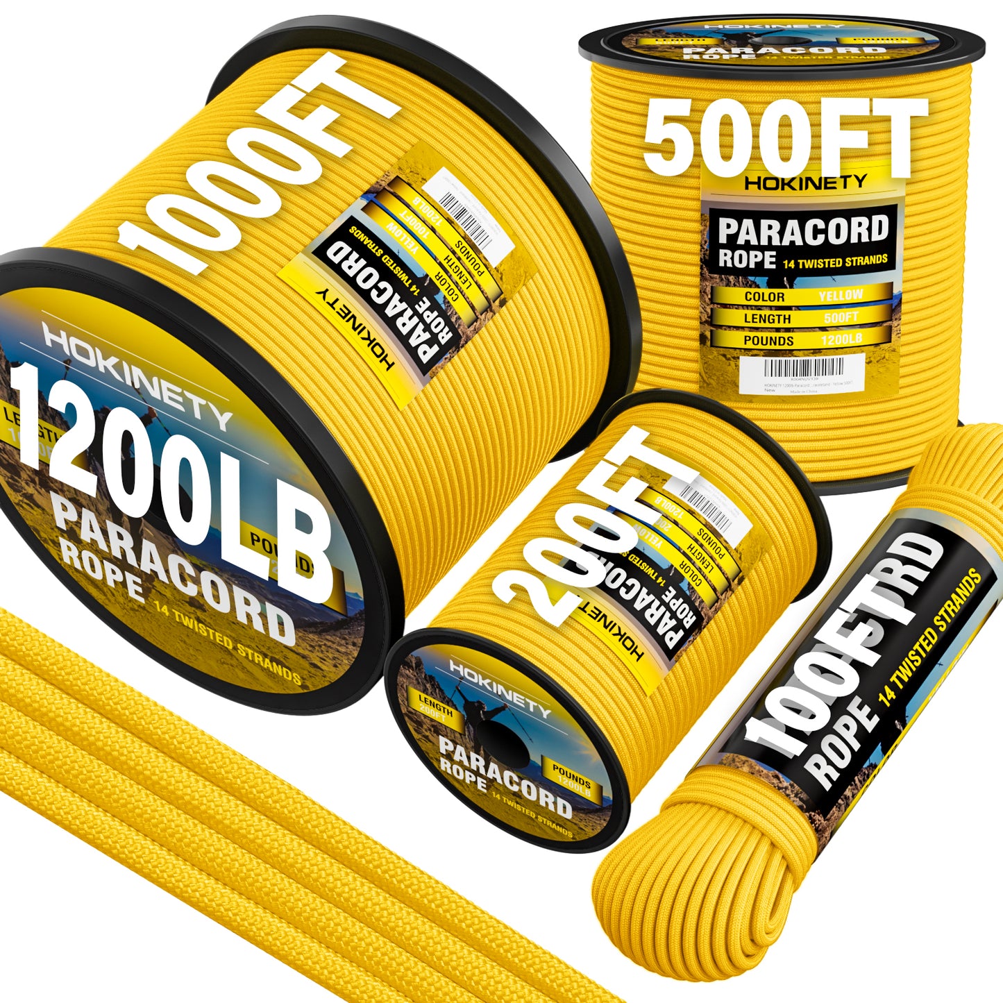 1200 Paracord Rope - 4.4mm 14 Strand Nylon Parachute Spool para Cord Lanyard for Outdoor Camping Survival Utility Tent Crafting DIY Projects Fishing Clothsline Bracelet - ArmyGreen