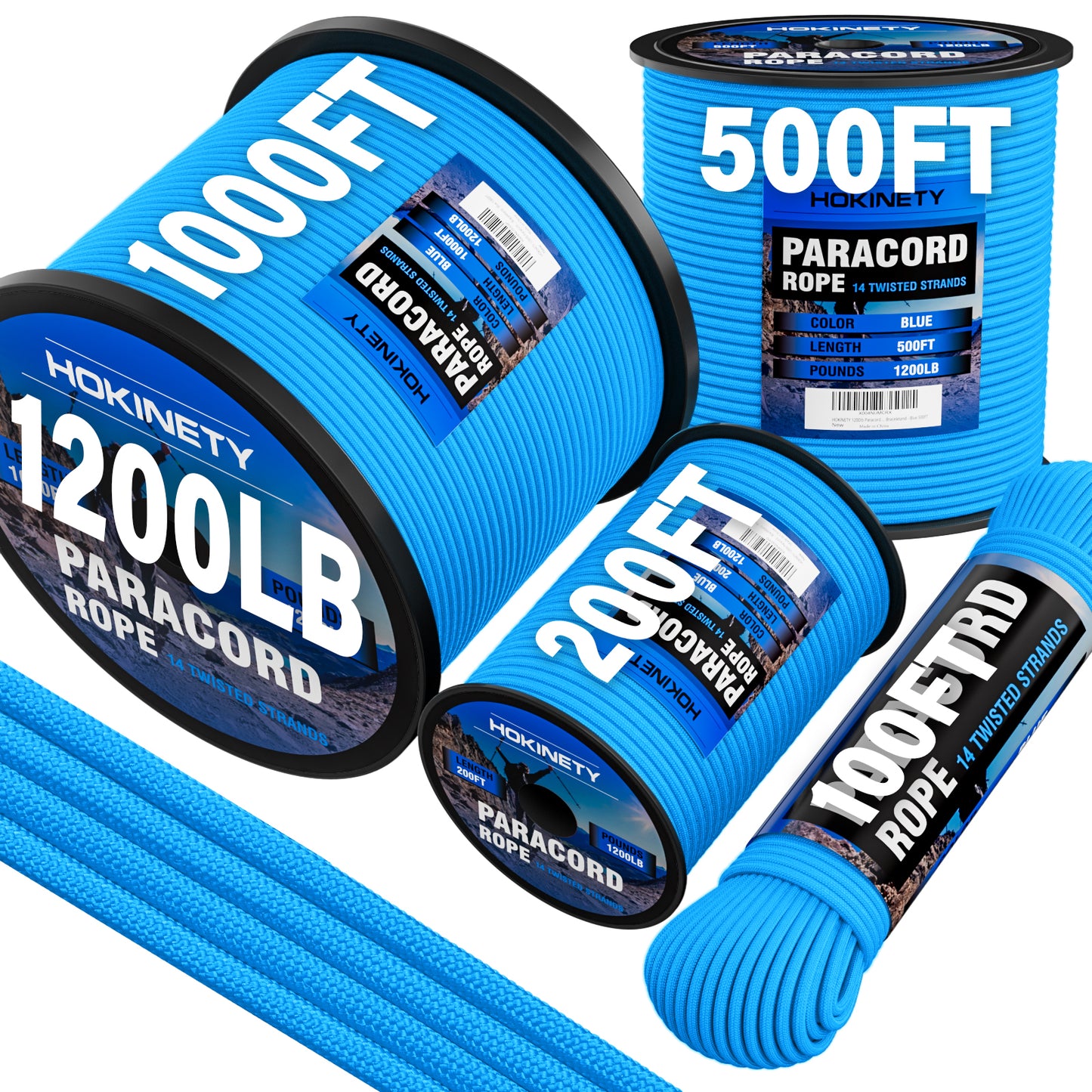 1200 Paracord Rope - 4.4mm 14 Strand Nylon Parachute Spool para Cord Lanyard for Outdoor Camping Survival Utility Tent Crafting DIY Projects Fishing Clothsline Bracelet - ArmyGreen