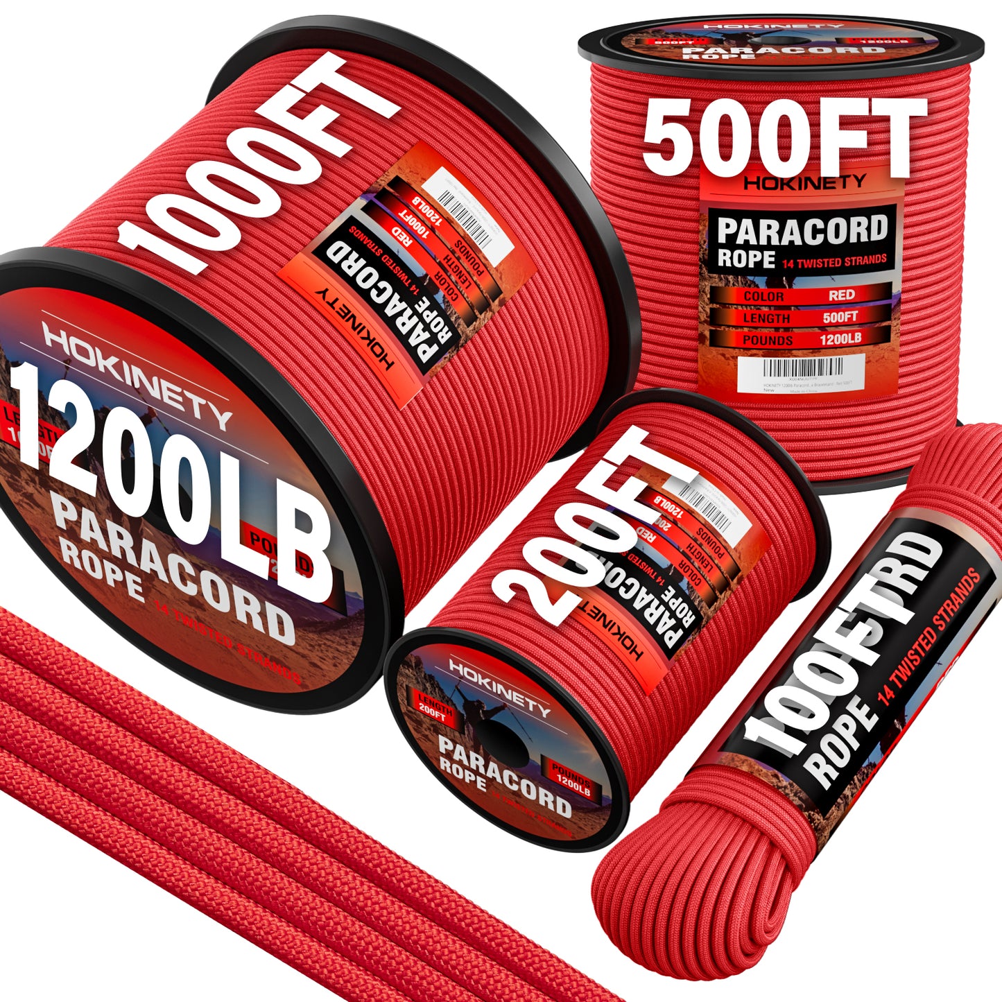 1200 Paracord Rope - 4.4mm 14 Strand Nylon Parachute Spool para Cord Lanyard for Outdoor Camping Survival Utility Tent Crafting DIY Projects Fishing Clothsline Bracelet - ArmyGreen