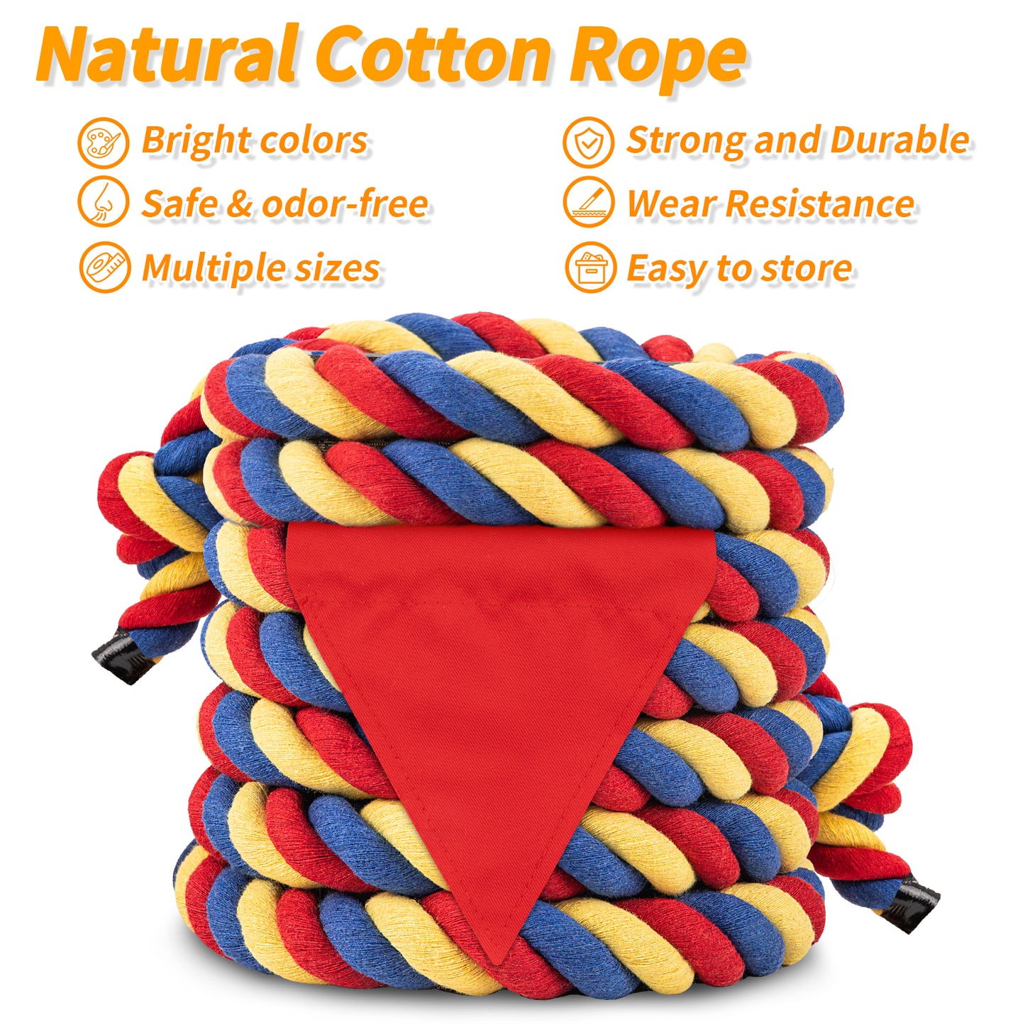 Tug of War Rope for Kids & Adults - 20ft Soft Cotton Outdoor Pulling Rope with Flag for Team Building Activities Field Day Family Reunions Birthday Parties Camping Games- Orange