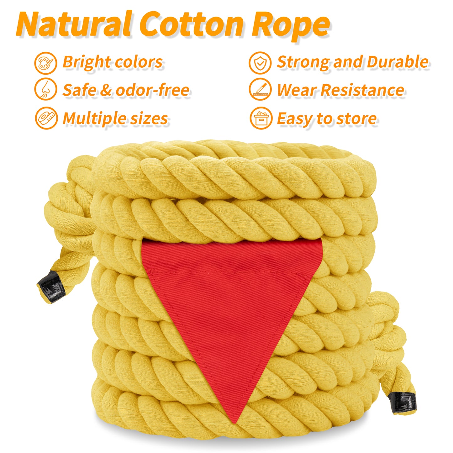Tug of War Rope for Kids & Adults - 20ft Soft Cotton Outdoor Pulling Rope with Flag for Team Building Activities Field Day Family Reunions Birthday Parties Camping Games- Orange