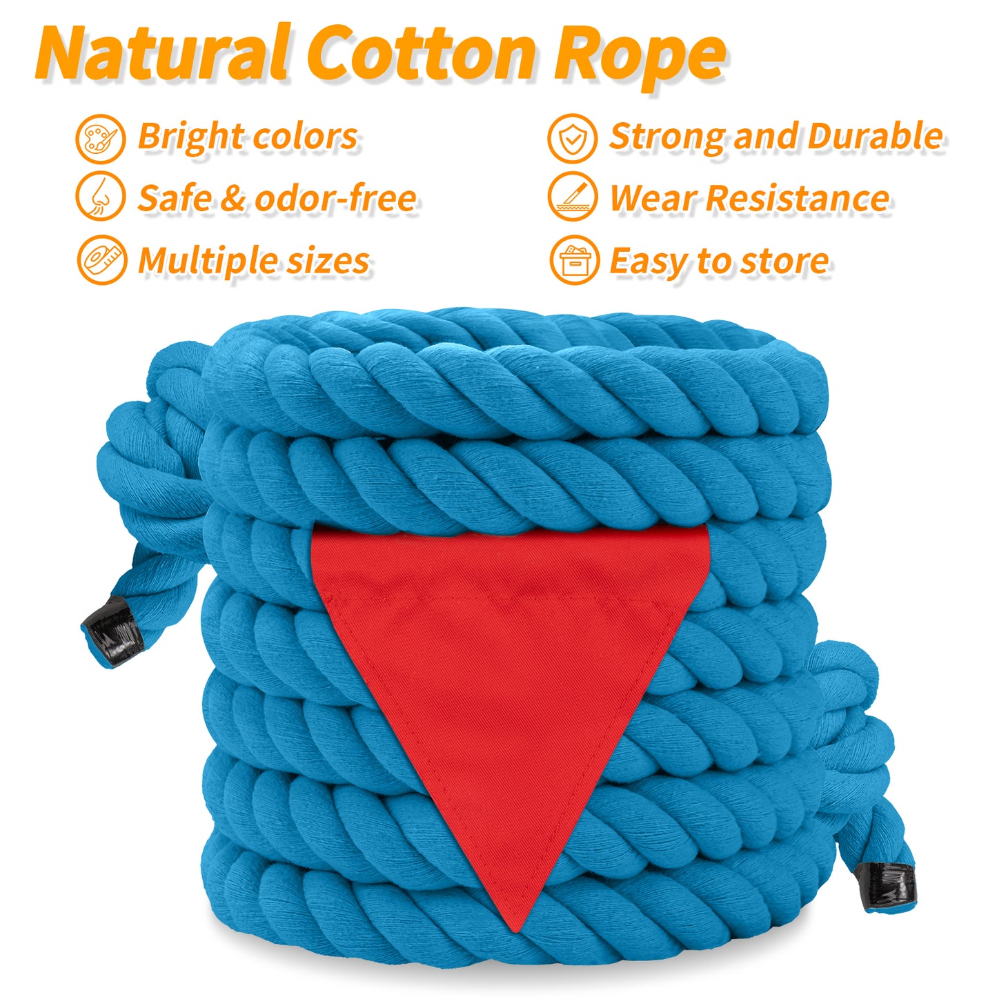 Tug of War Rope for Kids & Adults - 20ft Soft Cotton Outdoor Pulling Rope with Flag for Team Building Activities Field Day Family Reunions Birthday Parties Camping Games- Orange
