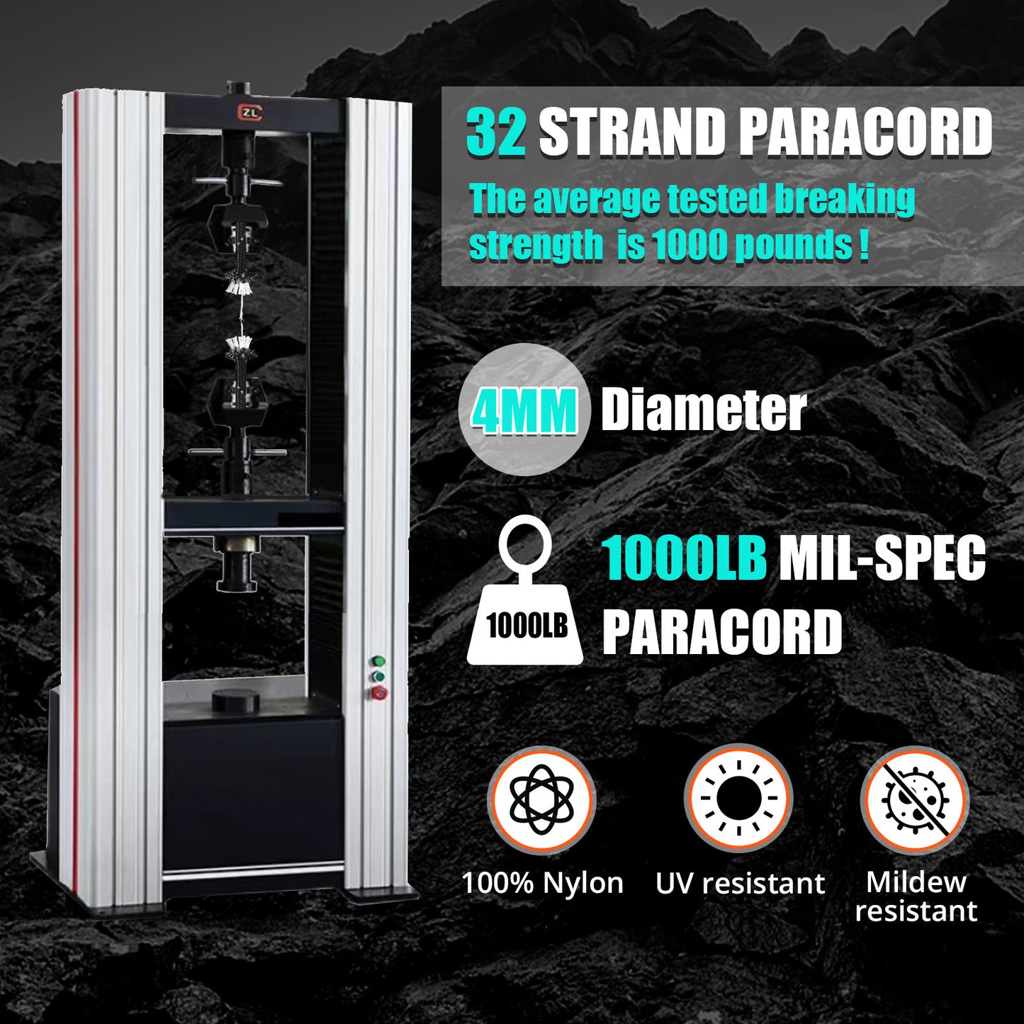 Reflective Paracord Rope 1000Ib - 100ft / 200ft / 500ft / 1000ft 4mm 12 Strand para Cords Lanyard Utility Parachute Cord for Tent Camping Hiking Fishing Survival Tactical Clothesline DIY Projects