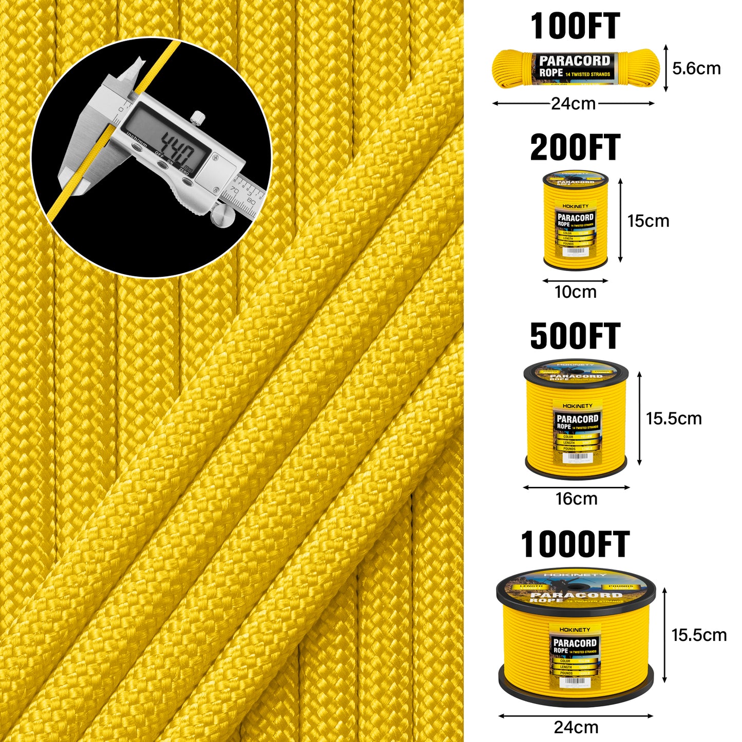 1200 Paracord Rope - 4.4mm 14 Strand Nylon Parachute Spool para Cord Lanyard for Outdoor Camping Survival Utility Tent Crafting DIY Projects Fishing Clothsline Bracelet - ArmyGreen