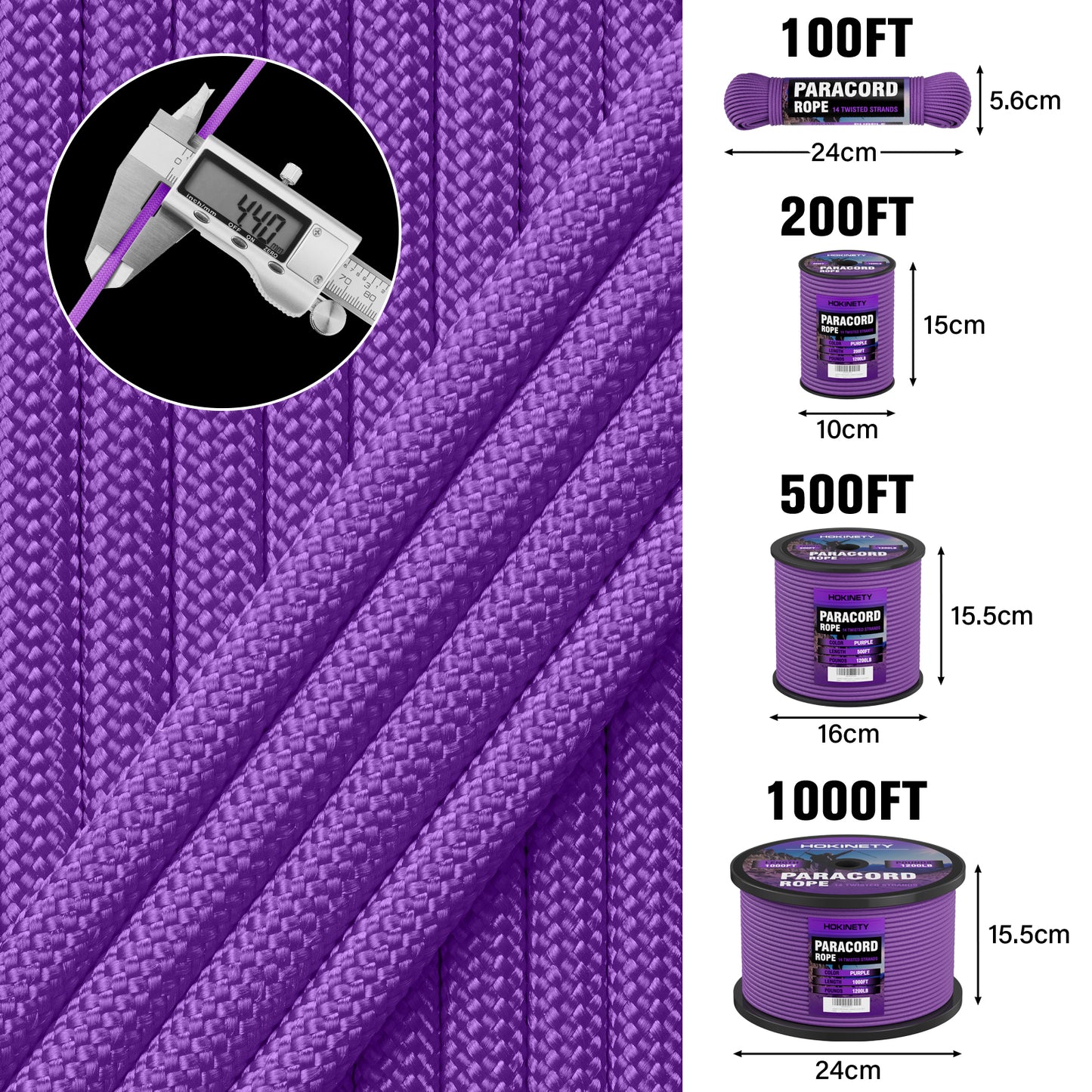 1200 Paracord Rope - 4.4mm 14 Strand Nylon Parachute Spool para Cord Lanyard for Outdoor Camping Survival Utility Tent Crafting DIY Projects Fishing Clothsline Bracelet - ArmyGreen