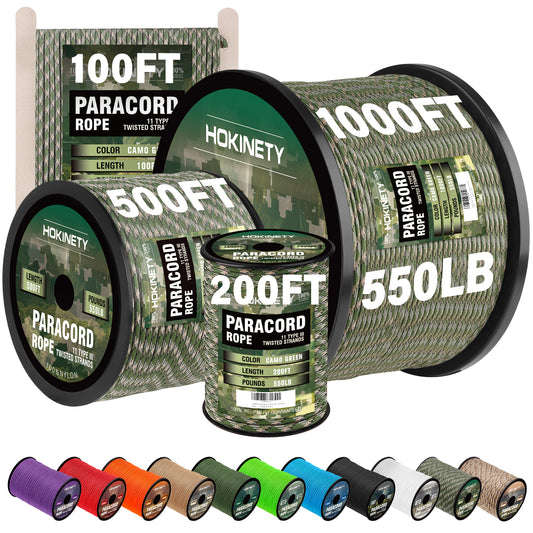 Paracord Rope 550 lb - 4MM 100ft / 200ft / 500ft / 1000ft Heavy-Duty Parachute Spool para Cord Lanyard - Outdoor Gear for Tent, Camping, Clothesline, Hiking, Fishing, Survival Bracelet