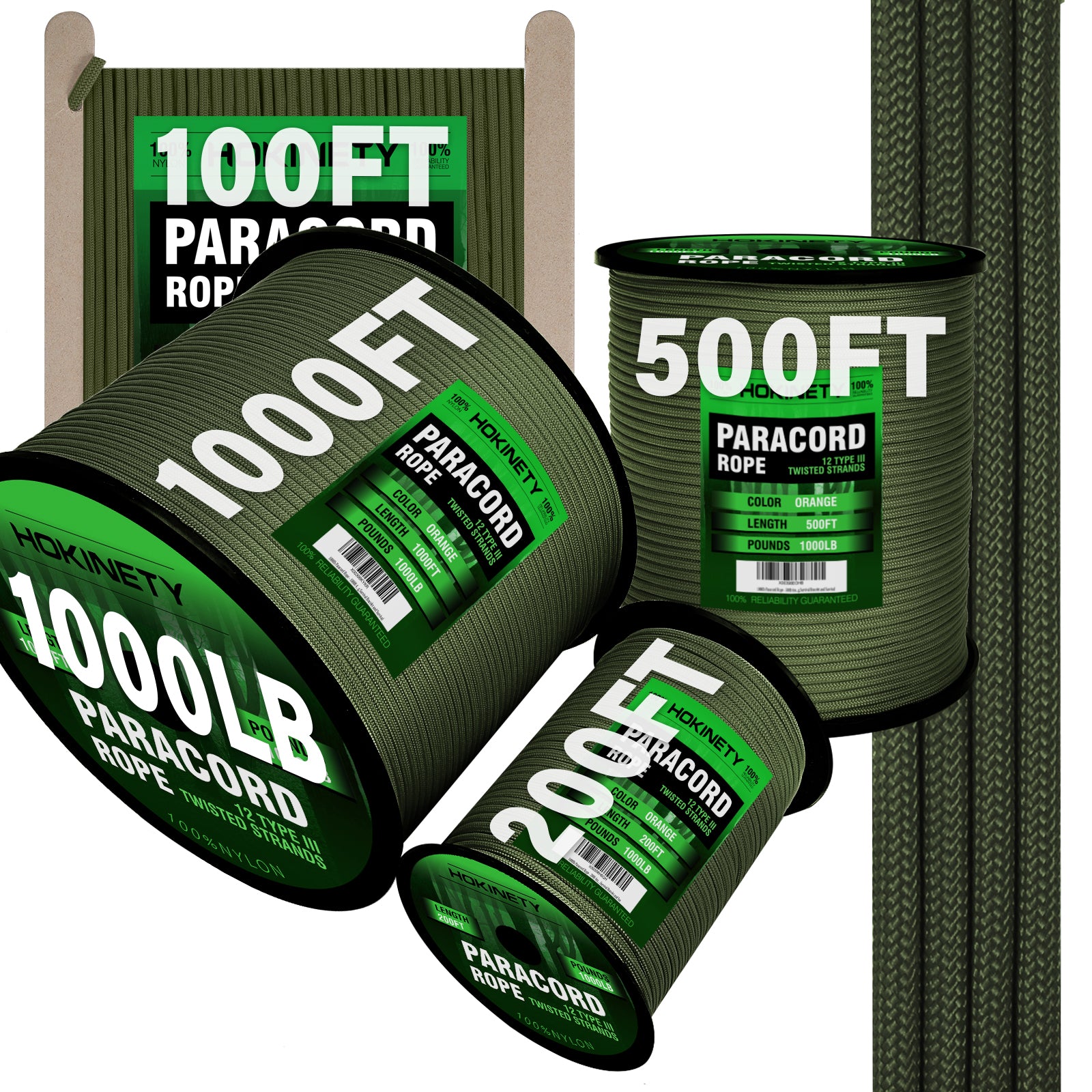 Pa Rope 1000Ib Paracord Rope - 100ft / 200ft / 500ft / 1000ft 4mm,12 Strand Pa ...