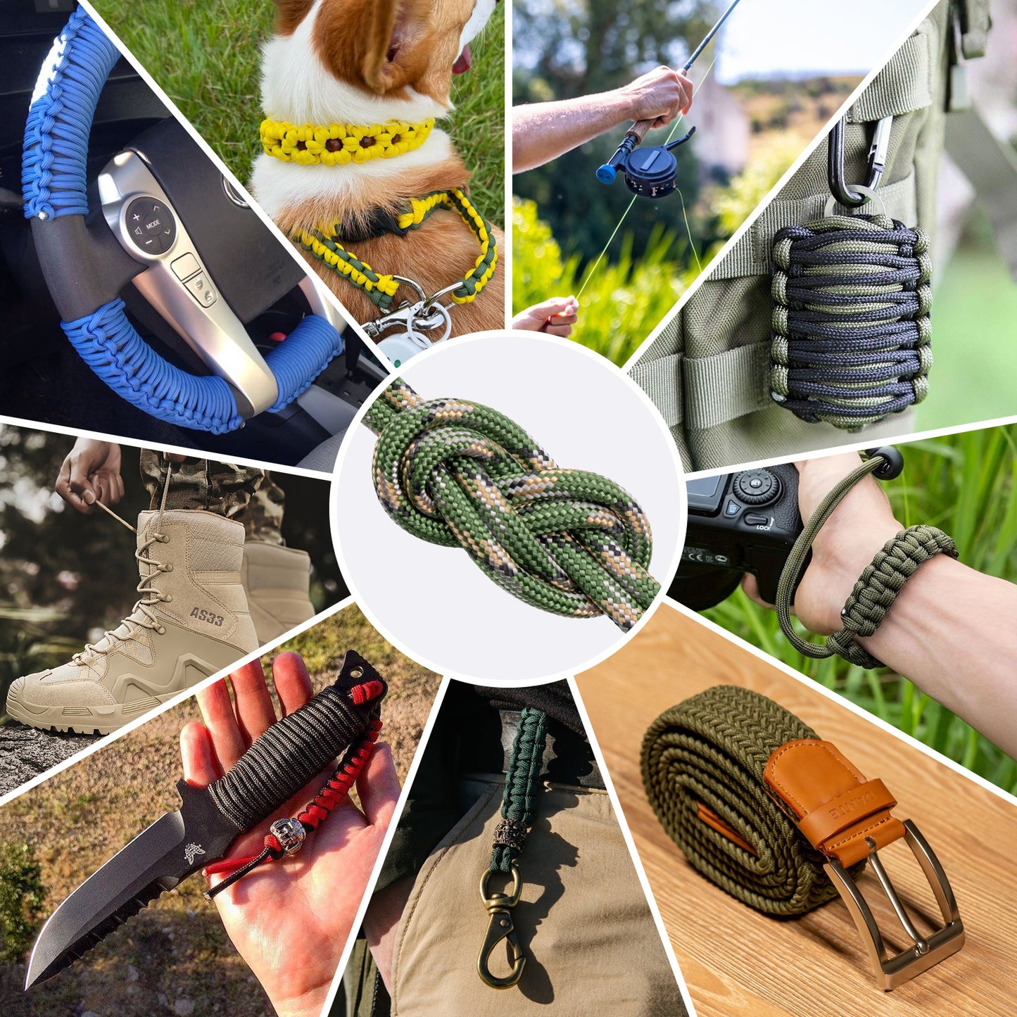 1200 Paracord Rope - 4.4mm 14 Strand Nylon Parachute Spool para Cord Lanyard for Outdoor Camping Survival Utility Tent Crafting DIY Projects Fishing Clothsline Bracelet - ArmyGreen