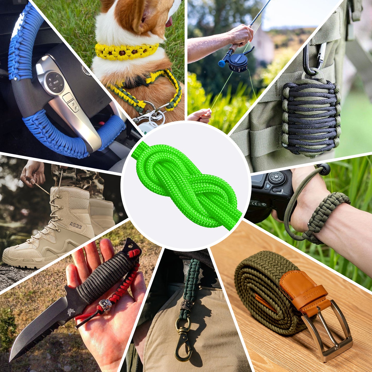 1200 Paracord Rope - 4.4mm 14 Strand Nylon Parachute Spool para Cord Lanyard for Outdoor Camping Survival Utility Tent Crafting DIY Projects Fishing Clothsline Bracelet - ArmyGreen