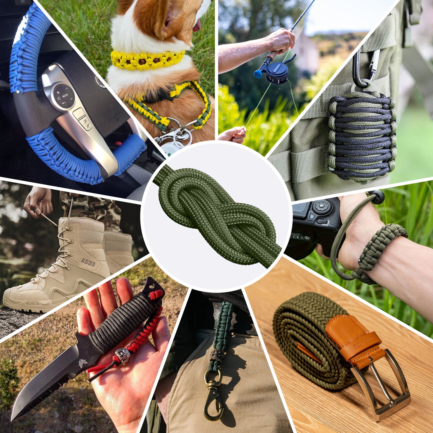 1200 Paracord Rope - 4.4mm 14 Strand Nylon Parachute Spool para Cord Lanyard for Outdoor Camping Survival Utility Tent Crafting DIY Projects Fishing Clothsline Bracelet - ArmyGreen