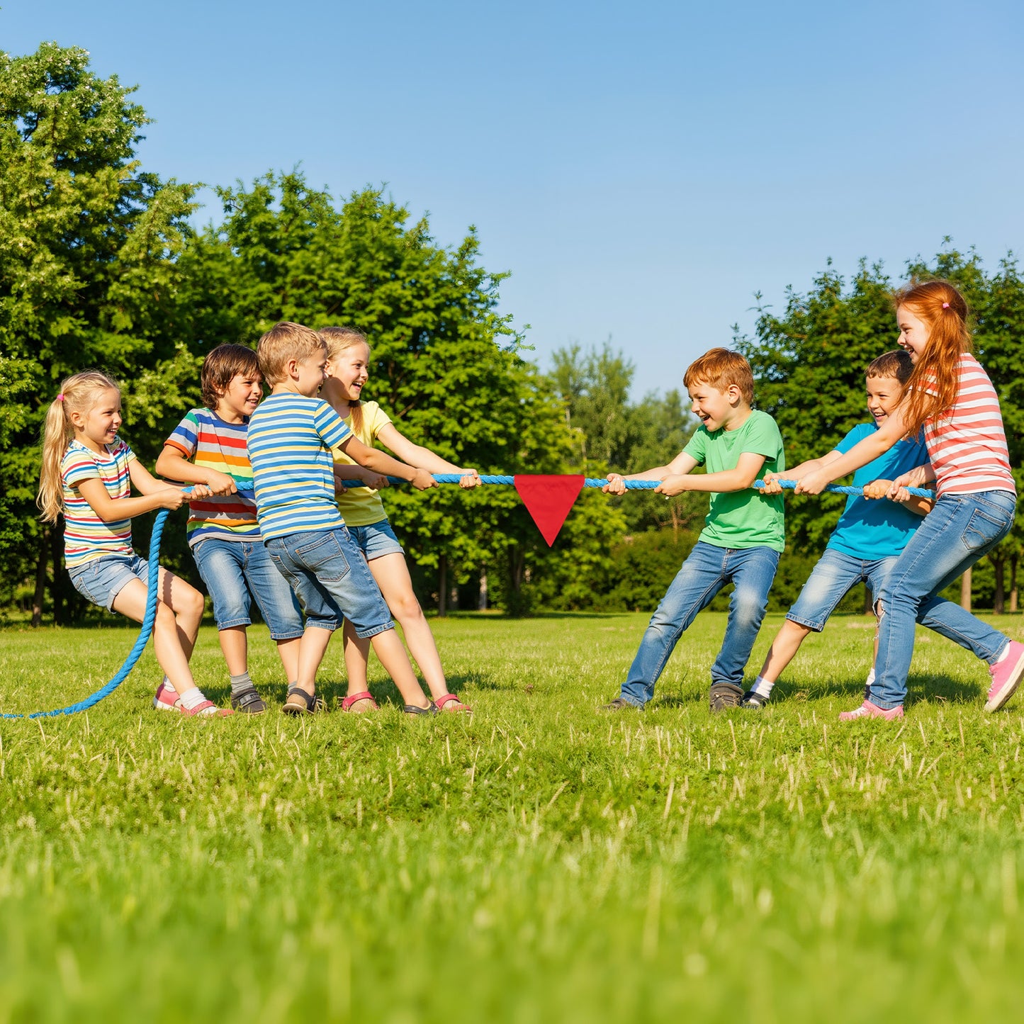 Tug of War Rope for Kids & Adults - 20ft Soft Cotton Outdoor Pulling Rope with Flag for Team Building Activities Field Day Family Reunions Birthday Parties Camping Games- Orange