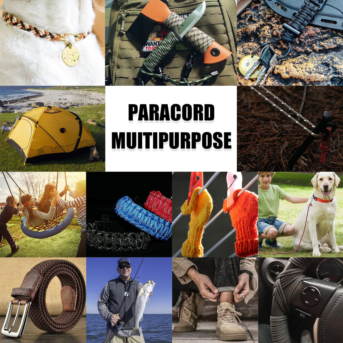 Reflective Paracord Rope 1000Ib - 100ft / 200ft / 500ft / 1000ft 4mm 12 Strand para Cords Lanyard Utility Parachute Cord for Tent Camping Hiking Fishing Survival Tactical Clothesline DIY Projects