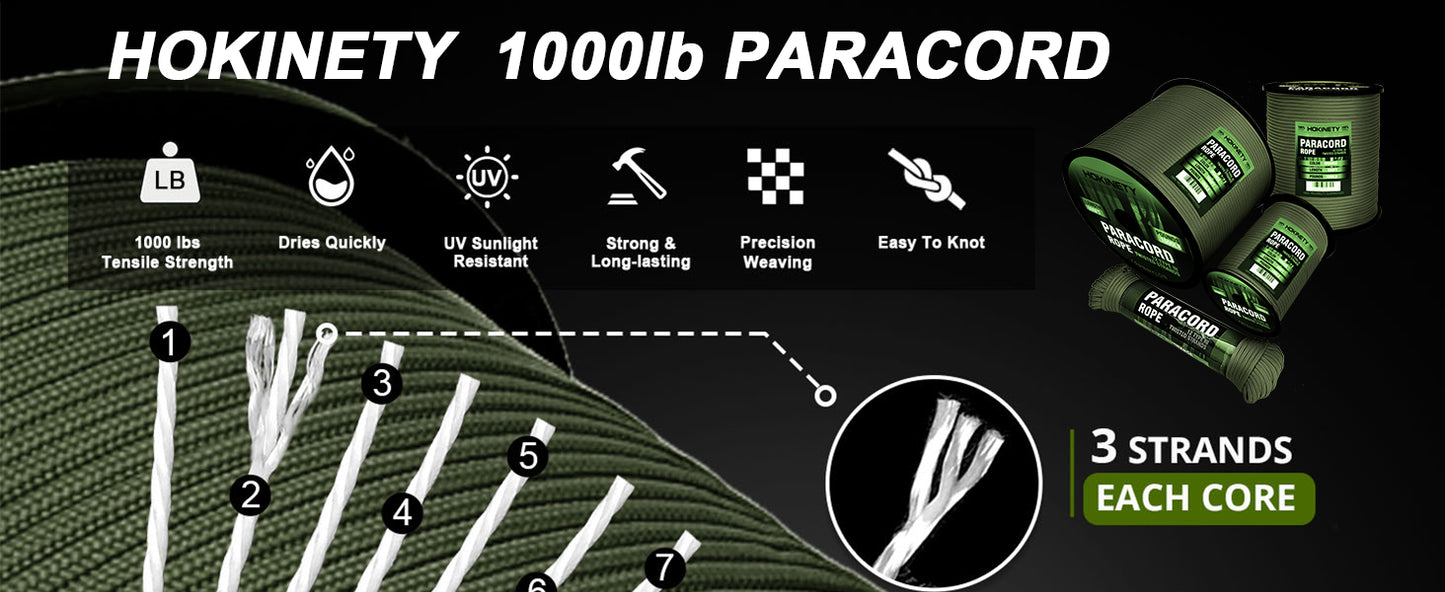 1000Ib Paracord Rope - 100ft / 200ft / 500ft / 1000ft 4mm,12 Strand Parachute Spool Cord,para Cord Lanyard for Camping,Hammock,Clothsline,Hiking,Fishing,Survival braceletand Survival